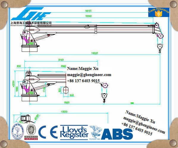 Hydraulic Shock Pedestal Telescopic Boom Jib Crane (GHE850)