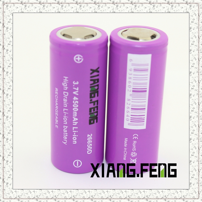 3.7V Xiangfeng 26650 4500mAh Icr Rechargeable Lithium Battery Battery for Vapor