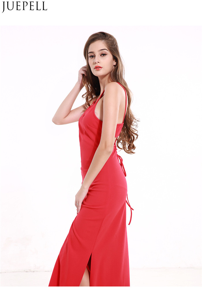 Summer New Halter Bandage Dress Strapless Dress Solid Color Sleeveless Dress Sexy Package Hip Split Women Dresses