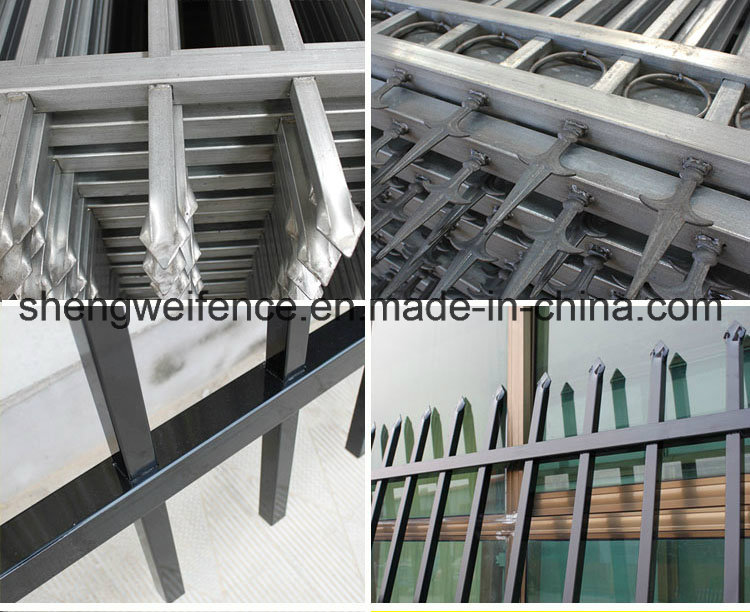 2.4 Length 1.8m Height Black Galvanized Steel Fence