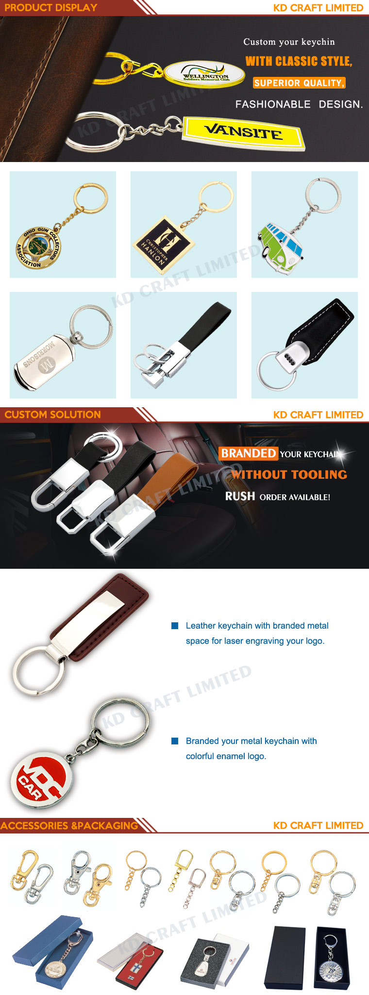 High Quality Wholesale China Customized Handmade Leather Key Chain with Special Design