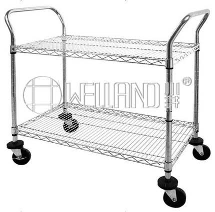 NSF Chrome Heavy Duty Wire Shelvig Cart with Loading 600lbs Per Shelf (CJ-A1213)