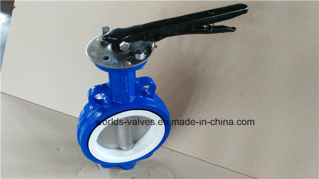 PTFE Seated Handle Wafer Butterfly Valve Without Pin