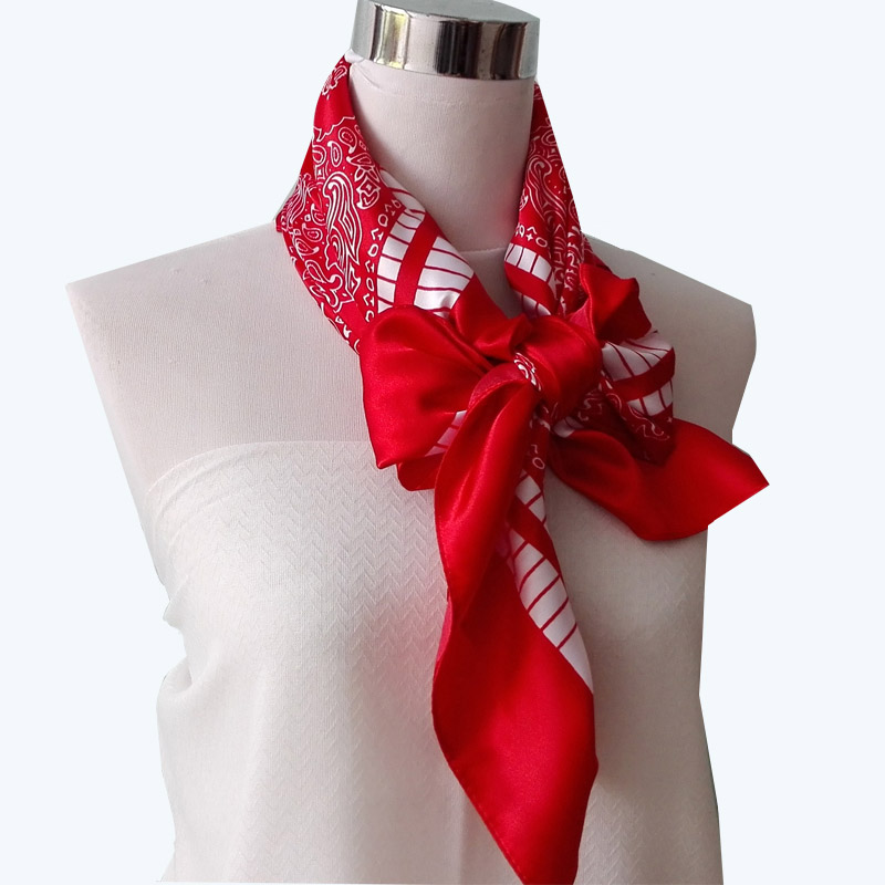 Lady Fashion Printed Satin Silk Magic Mutifunctional Collar Scarf