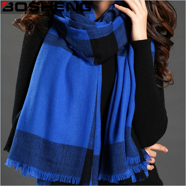 100%Acrylic Lady Winter Plaid Woven Long Scarf