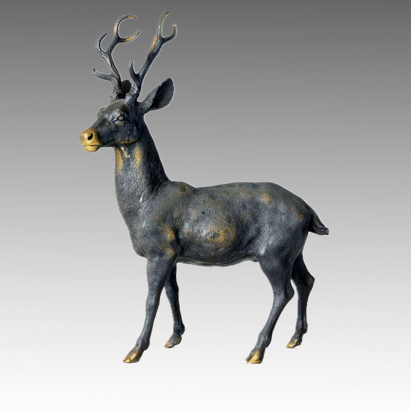 Animal Brass Statue Male Deer Bronze Sculpture Tpal-032