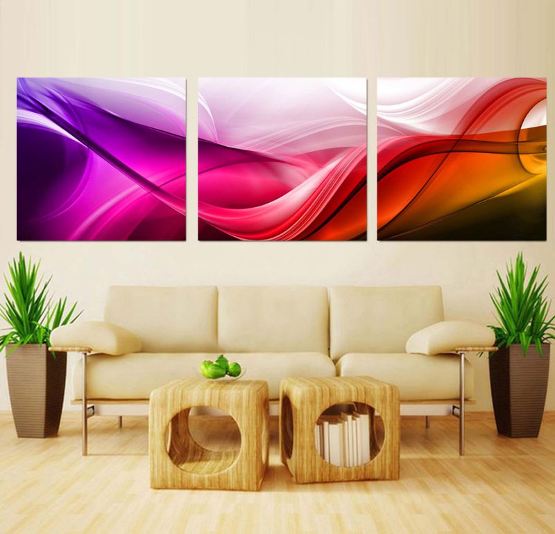 Odern Home Decor Abstract Oil Painting The Colorful Wave Wind Printed Picture on The Wall for Living Room Mc-257