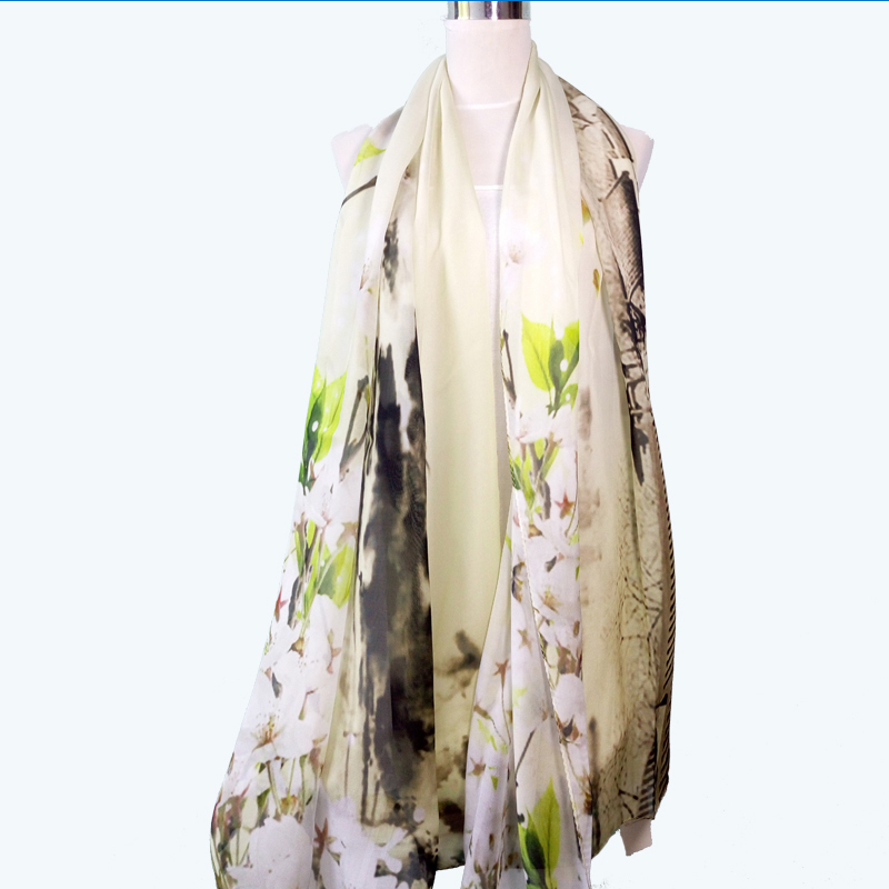 Elegant Lady Jiangnan Water Printing Design Scarf