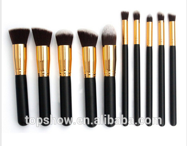 10PCS Beauty Equipment Makeup Brush Set Made of Synthetic Hair, Metal, Wood