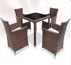 5PCS Rattan Garden Dining Furniture Set