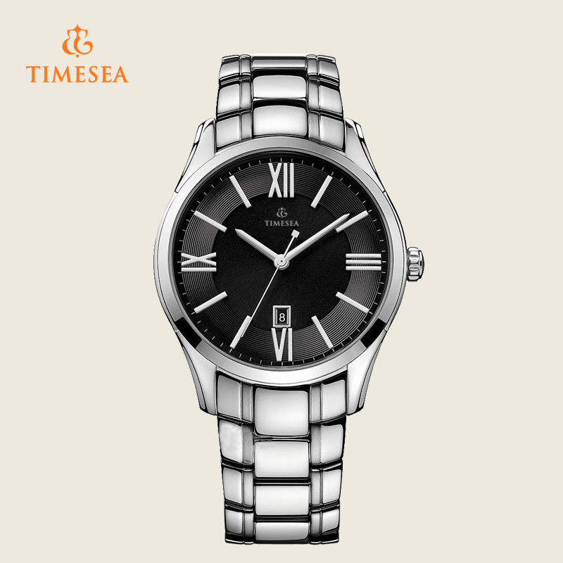 Timesea Black Dial Silver Quartz Analog Men's Watch 72264