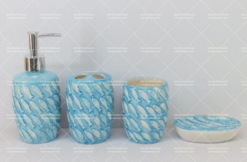 Fish Embossed Bathroom Set for Wholesale