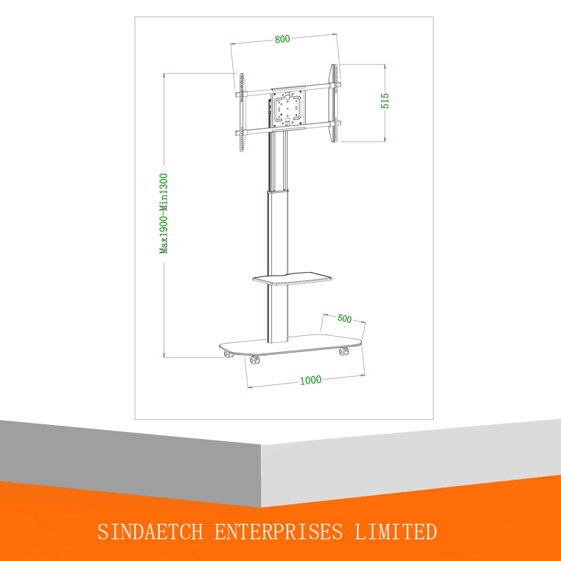 TV Trolley Height Adjustment with Telescopic Function