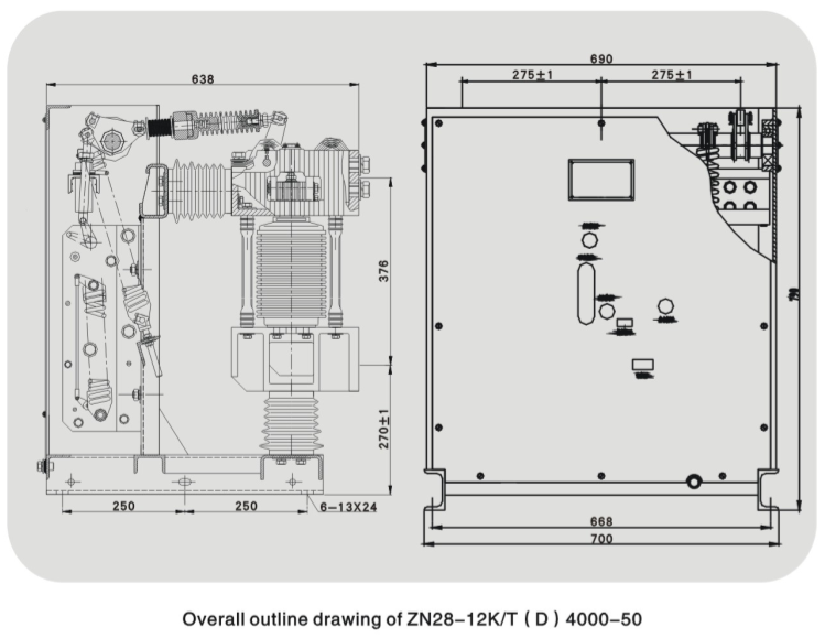 Zn28-12k Fixed Type of Indoor High Voltage Vacuum Circuit Breaker