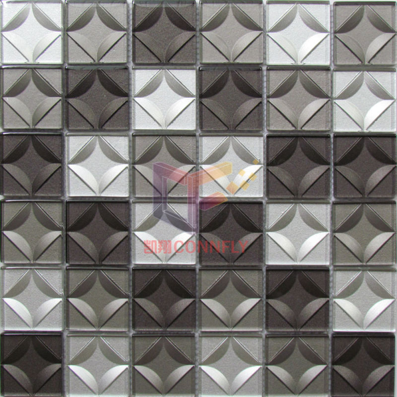 Wall Decoration Splash Used 3D Glass Brick Mosaic Tiles (CFC687)