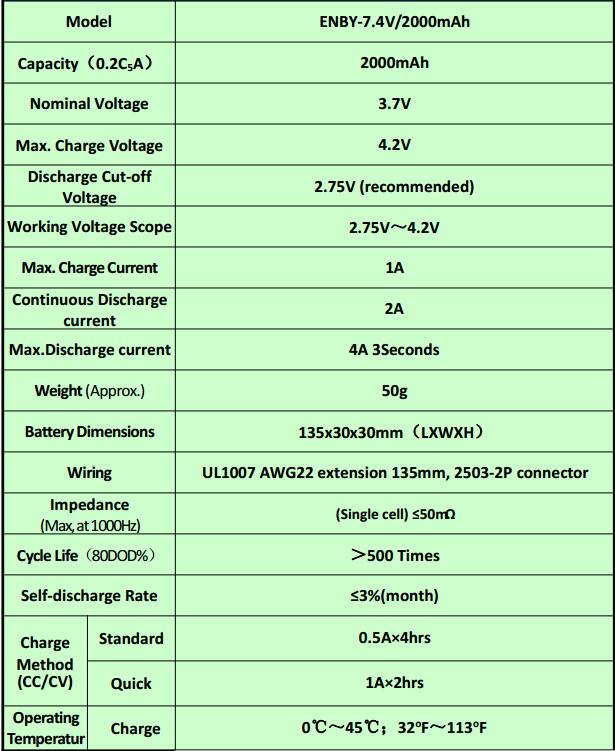 Li-ion Battery Pack 7.4V 2000mAh