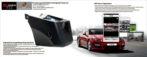 Car DVR for Porsche DVR 1080P FHD 170 Ultra-Wide Angle 1200W-Pixel CMOS Sensor