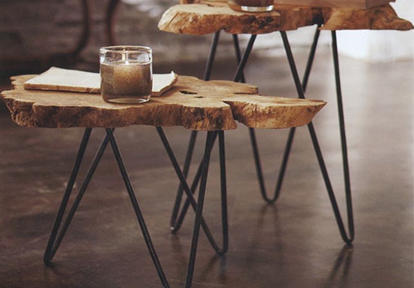 Modern Wood Stool with Metal Legs