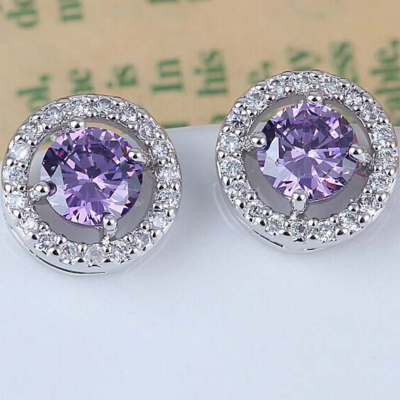 CZ Diamond Jewelry AAA Zircon Round Boucle Earrings