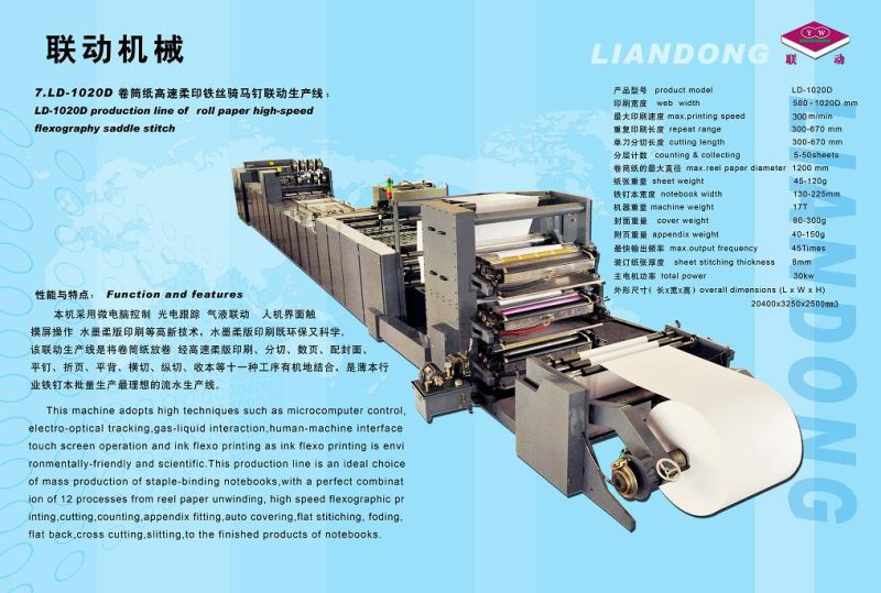 Production Line of Roll Paper High-Speed Flexography Saddle Stitch (LD-1020D)