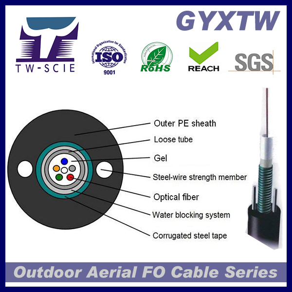Optical Fiber Cable GYXTW with Parallel Steel Wire Armored