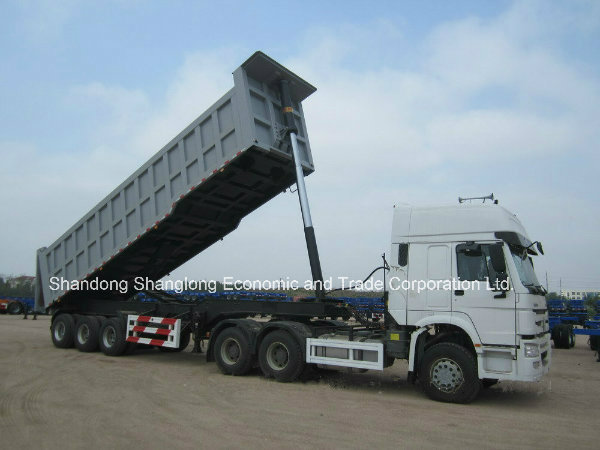 China Three Axles 35 Cbm 45ton Dump Semi Trailer with Hooks