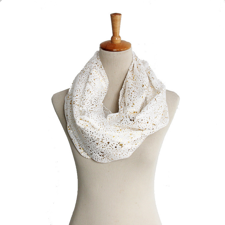 Women's Gold Siver Foil Printing Spring Autumn Summer Woven Scaf Snood Loop (SW133)