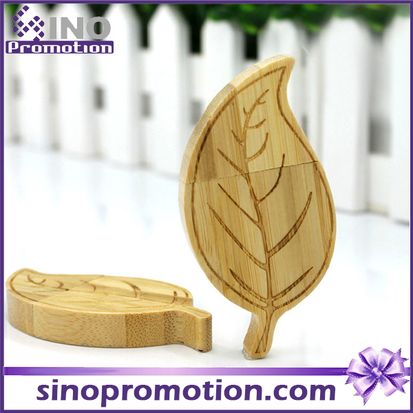 Wholesale Leaf Shape 32GB Wooden USB Flash Drive