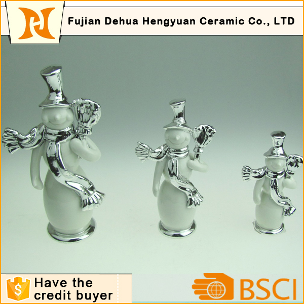 Plating Ceramic Snowman Craft for Home Decoration