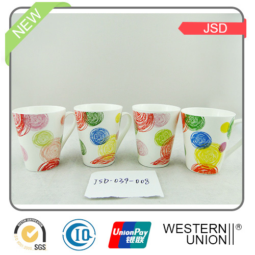 V Shape Porcelain Design Tea Mugs for Promotional