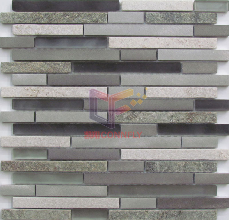 Strip Shape Aluminium and Quartz Mixed Morden Design Mosaic (CFA109)