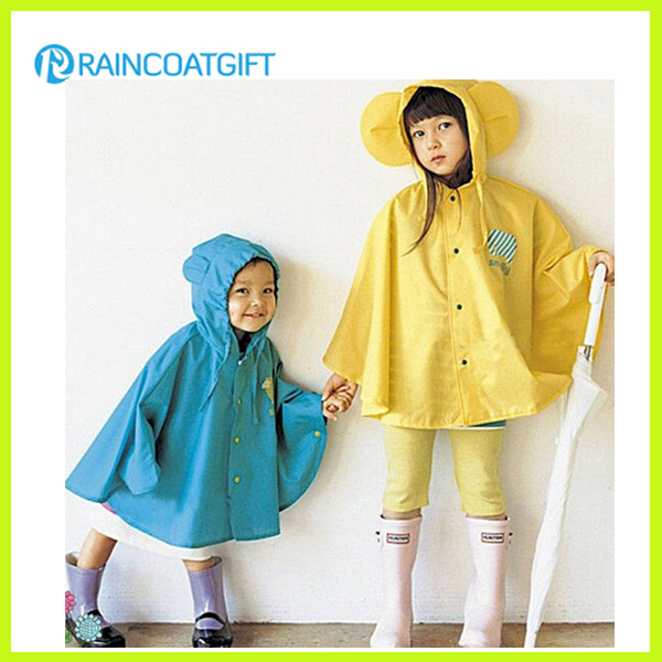 Cute Design Nylon PU Kids Rain Poncho Kids Raincoat Rpy-014