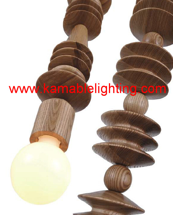 Long Shape Wooden Holder Pendant Lamp