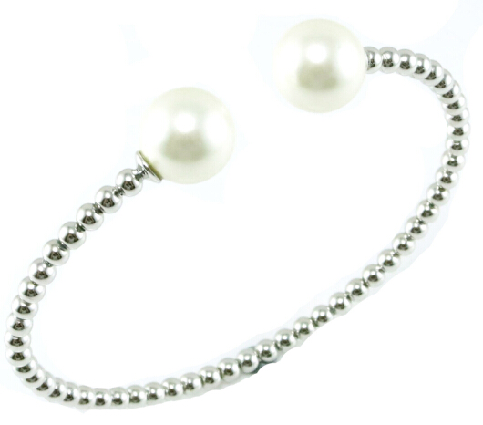 White Pearl Fashion Jewelry 925 Sterling Silver Bangle (G41273)