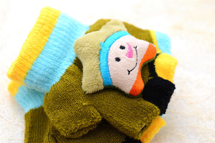 Half Finger Warm Dual Use Flip Kids Knitted Gloves Wholesale