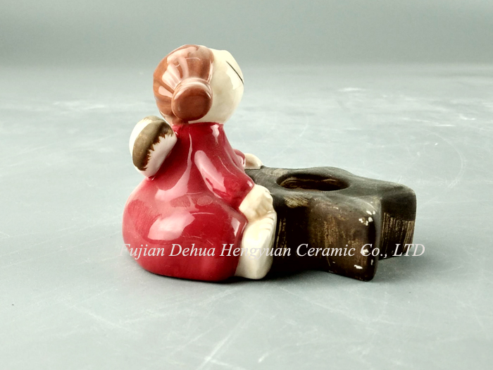 Pretty Girl Shape Ceramic Candle Holder for Decoration