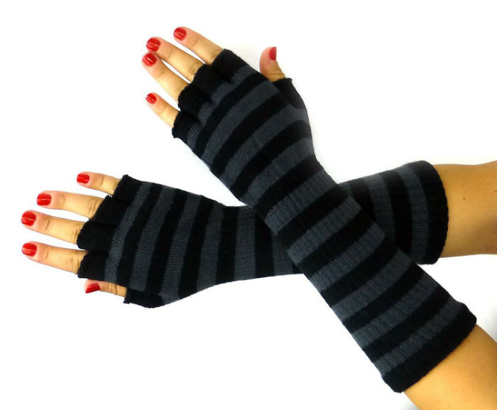 Women Winter Warm Mitten Wrist Arm Hand Warmer Fingerless Long Knitted Gloves