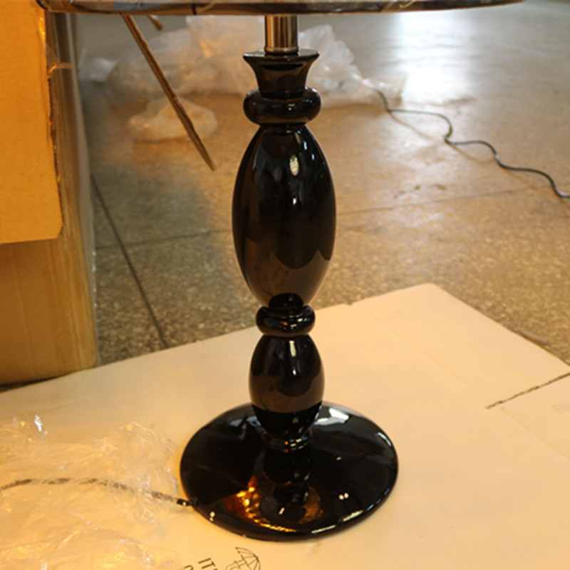 Polished Black Resin Bedside Table Lamp for Hotel Project