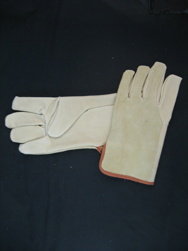 Pig Grain Leather Palm Split Leather Back Driver Work Glove