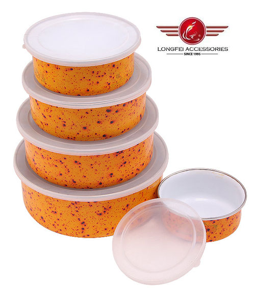 New Style High Quality Iron Enamel Bowl with Lids