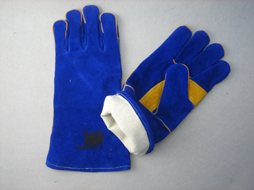 Blue Cow Split Leather Palm Welding Work Glove--6535