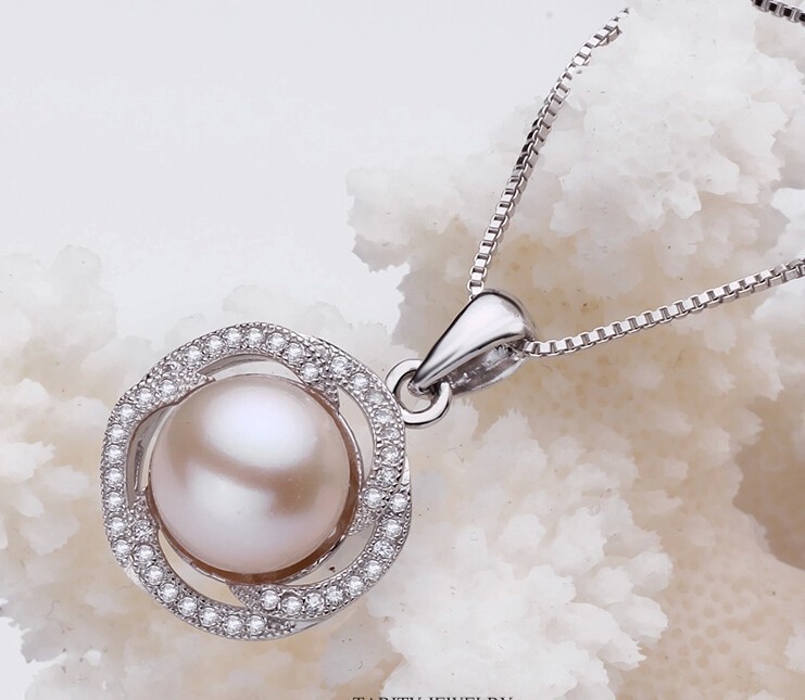 Single Freshwater Pearl Pendant 9-10mm AAA White Button Freshwater Pearl Pendant