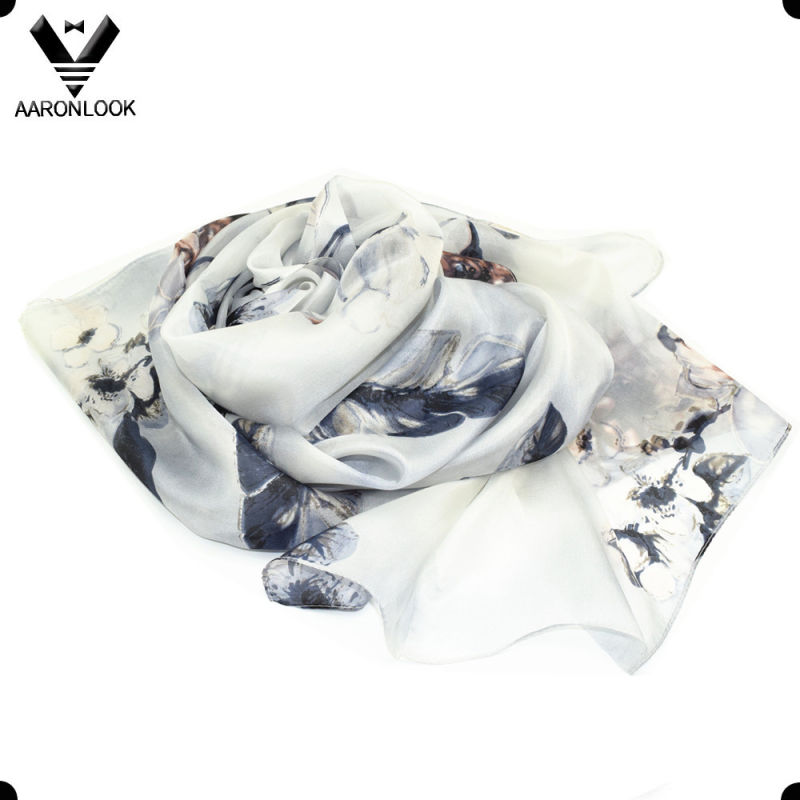 2016 New Lady's Flower Printed Elegant Fashion Silk Scarf