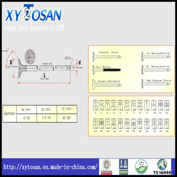 Intake & Exhaust Engine Valve for Hino Em100/ J08c/ H07c/ W04D/ Ek100/ K13c