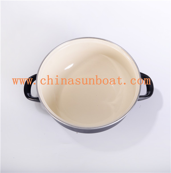 Sunboat Decal Cast Iron and Enamel Casserole with Enamel Lid