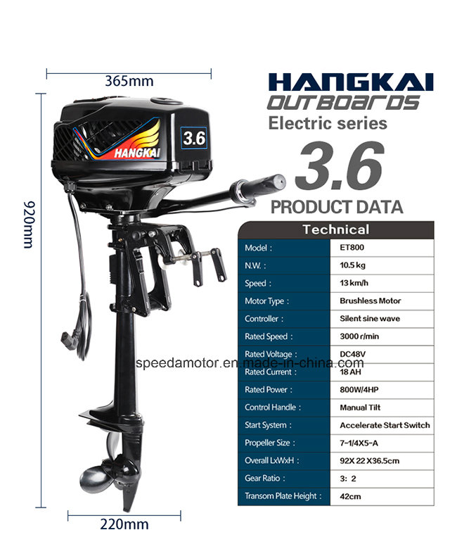 Good Quality Hangkai 48V 800W Electric Fishing Boat Outboard Motor