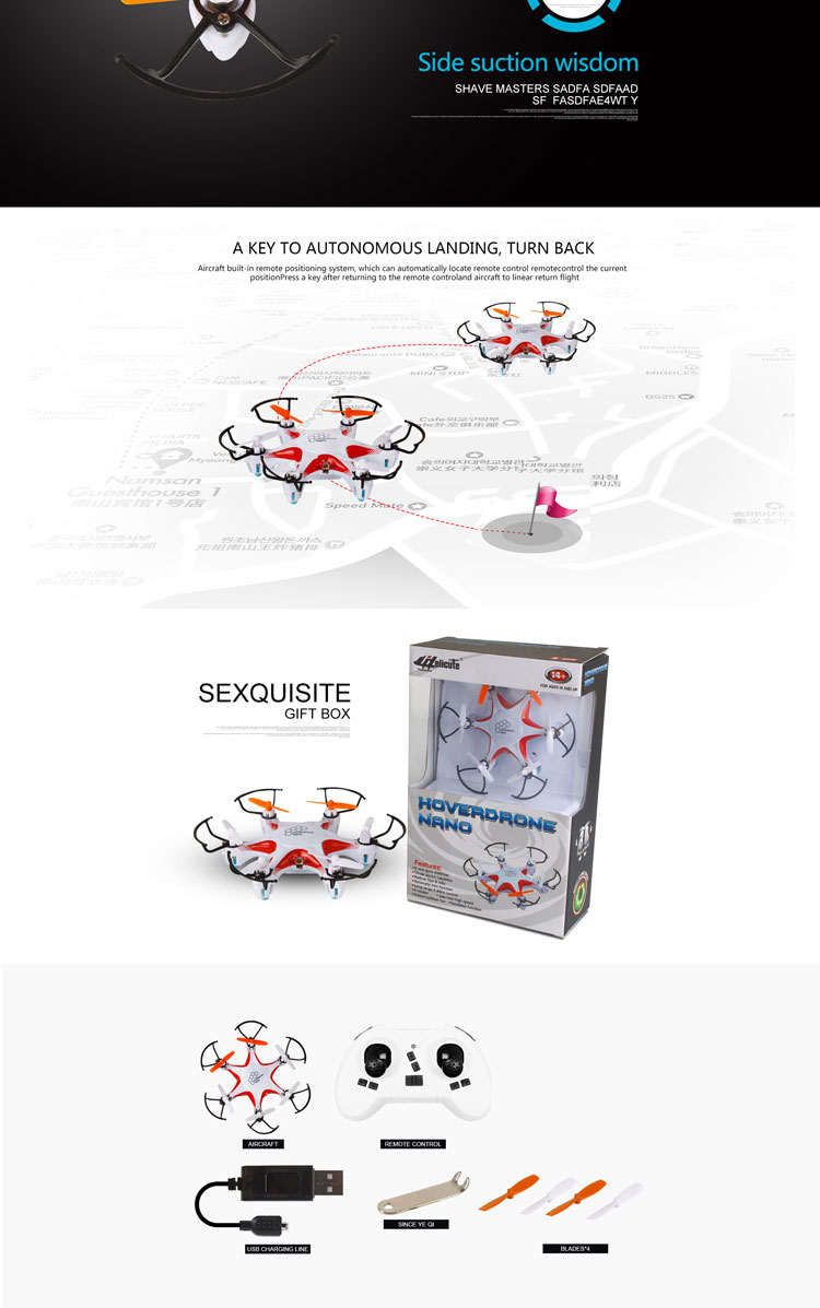 2.4G 4 Channel Mini 6 Axis Remote Control Drone with USB (10230843)