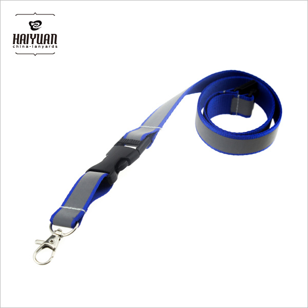 Reflective Band on Blue Polyester Lanyard Without Logo Printed