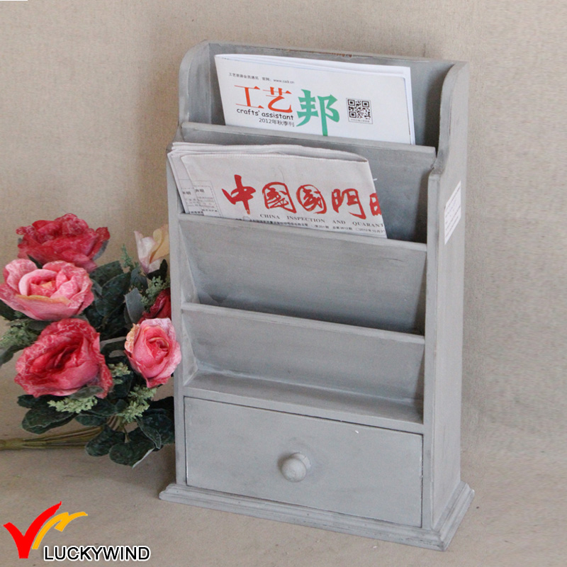 Antique Magazine Holder Design Wooden Book Rack