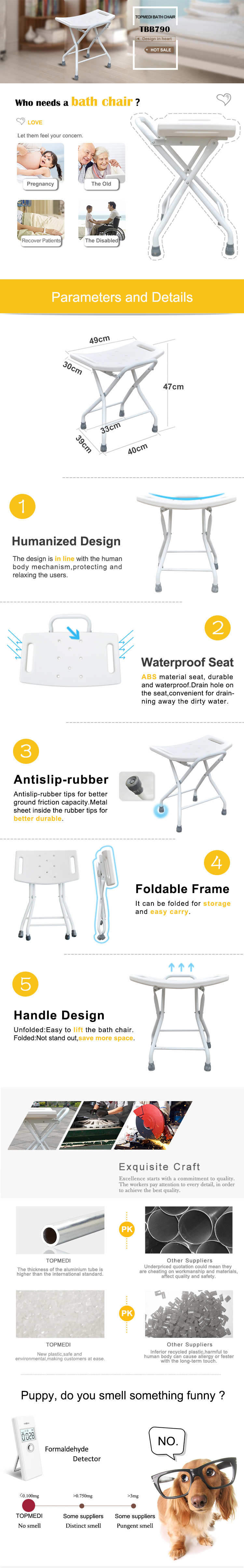 Bathroom Safety Equipment Foldable Lightweight Bath Bench Shower Chair